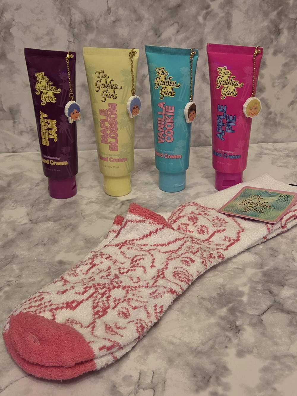 The Golden Girls Hand Cream Set of 4 with Pink Crew Socks